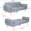 Sofa Bed Modern Adjustable Angle Wooden Legs Living Room Dining Room Grey Linen