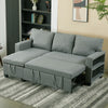 Linen Fabric 3 Seater Pull-Out Reversible Chaise Corner Sofa Bed Couch Storage