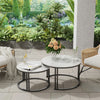 FATIVO Nesting Coffee Table Set of 2 White Marble Round End Table Pedestal Desk