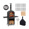 Outdoor Pizza Oven Wood Fired Pizza Oven with Protective Cover-Black