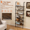 6-Tier Ladder Shelf Open Display Shelf with Metal Frame-Coffee