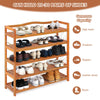 5-Tier Wood Shoe Rack Solid Acacia Wood Shoe Shelf with Side Metal Hooks