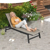 Outdoor Recliner Chair PE Rattan Patio Chaise Lounge Adjustable Backrest w/Wheel