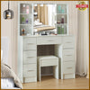 Dressing Table Stool Set With 7 Drawers Mirror Makeup Desk Vanity Table Bedroom