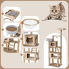 Mondeer 184cm XXL Wooden Cat Tree Cat Towers 2 Cat Houses & 11 Scratching Posts