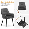 2PCs Dining Chairs Velvet Metal Legs Leisure Reception Chair Restaurant Grey