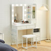 White Dressing VanityTable Makeup Desk with LED Mirror 5Drawers Charging Station