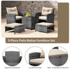 5 Piece Patio Rattan Furniture Wicker Chairs Set w/ 2 Ottomans Brown