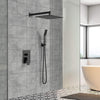 12" Concealed Shower Mixer Valve Tap Square Black Bathroom Twin Head Valve Qotof