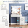 White Dressing Table with LED Lights Mirror 5 Drawers Stool Cabinet Make up Desk