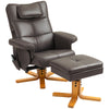 Massage Recliner Chair with Footstool PU Armchair with Adjustable Backrest Brown