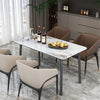 XL Rectangle Kitchen Dining Table Marble Top Heavy Aluminum Frame for 4-6 People