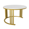 Round Coffee Table For Living Room Nest of Side End Tables Set of 2, White/Black