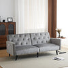Fabric Sofa Bed 3 Seater Sofa Settee Recliner Couch with Solid Wooden Legs Grey