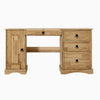 Solid Pine Computer Desk Home Office Table with 1 Door 3 Drawers Storage Waxed