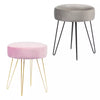 Dressing Table Stool Velvet Round Makeup Vanity Seat Chair Metal Legs Pouffe