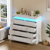 High Gloss Chest of 8 Drawers White with RGB LED Lights Bedroom Bedside Cabinet