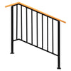 Wood Iron Handrail Picket Stair Rail for 3-4 Steps Handrail Outdoor Stairs Black