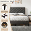 4ft6 Double Bed Frame Upholstered Platform Bed with Adjustable Headboard Velvet
