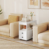 COSTWAY Narrow End Table Modern 2-Drawer Sofa Side Table w/Open Shelves-White