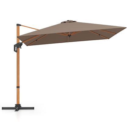 297cm Patio Cantilever Umbrella Square Double-Top Offset Umbrella Coffee