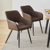Brown Dining Chairs Set of 2 Faux Leather Diamond Seat with Hole Modern Chair