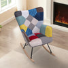 Upholstered Patchwork Fabric Rocker Armchair High Wing Back Rocking Glider Chair