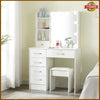 Dressing Table Mirror with LED Lights Stool Makeup Vanity Set Desk & 6 Drawers