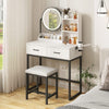 Vanity Dressing Table LED Light Mirror Stool Shelves Drawers Modern White Black