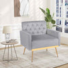 Modern Velvet Accent Chair Upholstered Armchair Sofa Chair-Grey