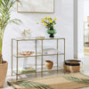 Console Table 3-Tier Tempered Glass Sofa Table With Storage Shelf Modern