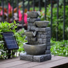 Rustic Solar Water Fountain with LED Lights for Gardens, Patios and Balconies