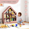 Wooden 5-cubby Toy Storage Organizer House-shaped Children Bookcase