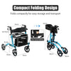 Folding Aluminum Walker Four Wheels Medical Rollator with Seat & Carrying Bag