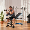 Adjustable Weight Bench with Leg Developer Barbell Rack for Home Gym Fitness