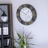 34cm Garden Outdoor Stone Wall Clock w/ Thermometer & Hygrometer Arabic Numerals