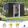8.5x4ft Anthracite Metal Garden Shed Storage Pent Roof Small Shed Acrylic Window