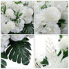 100cm Long Artificial White Peony Flower Row Runner Wedding Arch Top Backdrop