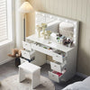 Vanity Desk Set with LED Light Mirror Makeup Vanity Table w/ 7 Drawers Stool