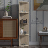 Modern 4 Tier Corner Bookshelf – Beige Wooden Storage Unit & Display Stand