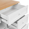 Rolling Kitchen Island Storage Trolley with Wood Effect Top & 5 Drawers White