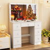 White Dressing Table LED Mirror 7 Drawers Vanity Makeup Desk Set Bedroom Girl
