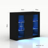 Modern 1 Door Sideboard Display Cabinet TV Unit Stand Black with LED Lights
