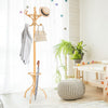 360° Rotating Top Tier Coat Rack Birch Coat Stand Coat Hanger w/12 Hooks Oak