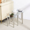 Nest of 3 Black Clear Tempered Glass Side End Lamp Sofa Tables Nested Tables