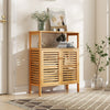 Bamboo Side Storage Organizer Bathroom Floor Cabinet w/ Double Doors