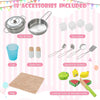 Toddlers Wooden Pretend Play Kitchen Chef Toy Kitchen w/ Microwave-Pink