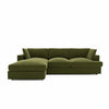 Green Velvet L Shaped Sofa 3 Seater Left Hand Facing Saddle Arms Modern Style