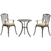3 PCs Aluminium Garden Coffee Table Set w/ Parasol Hole & Cushions