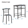 3 Pcs Compact Dining Room Set Kitchen Breakfast Bar Table W/ Storage Shelf Black